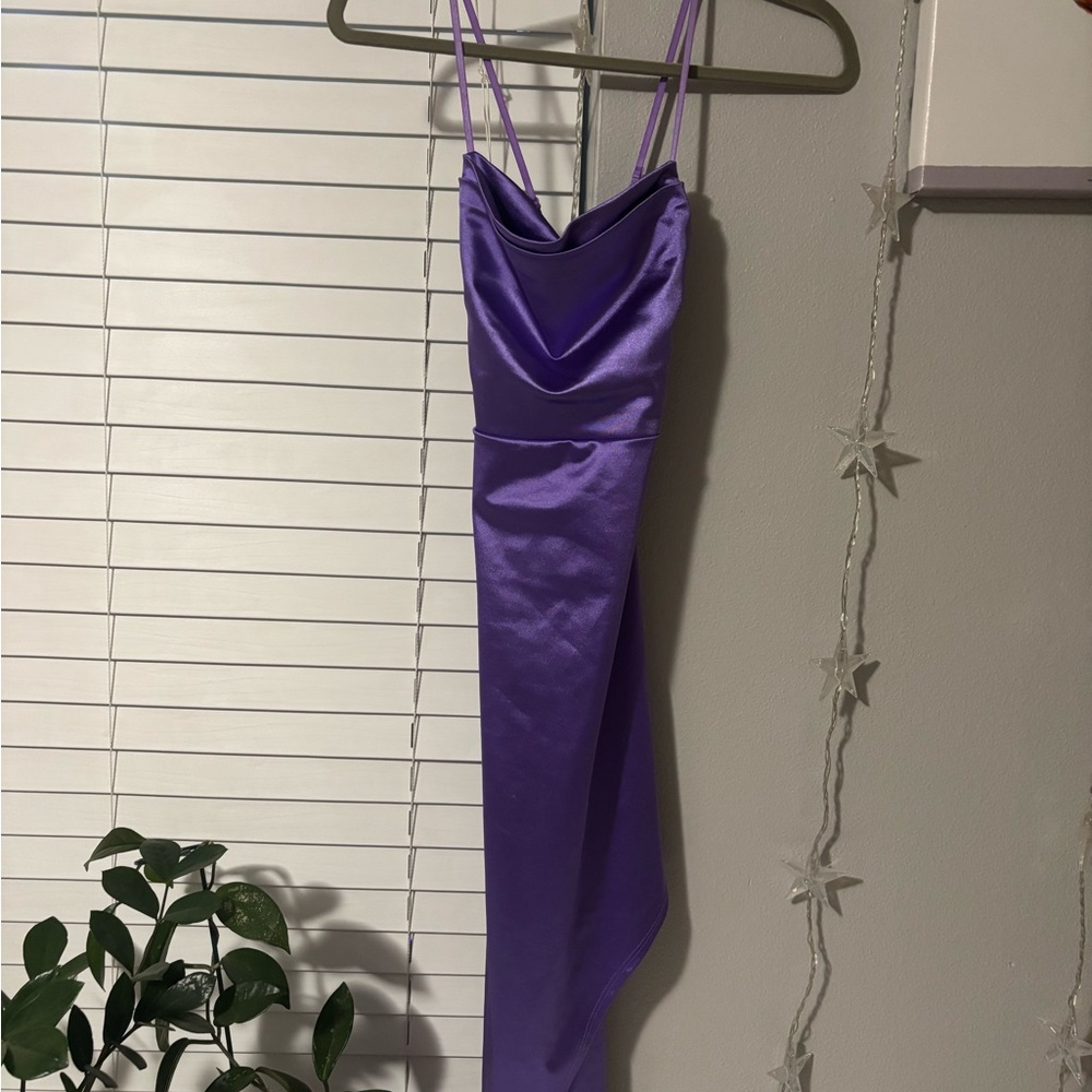Elegant Purple Satin Dress